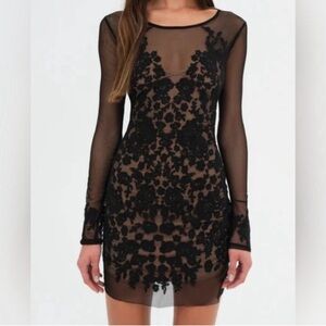 For Love And Lemons Black Floral Mini Dress